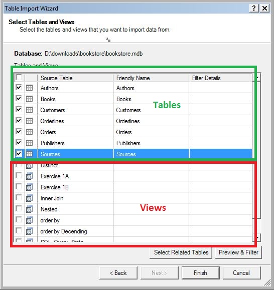 importing tables
